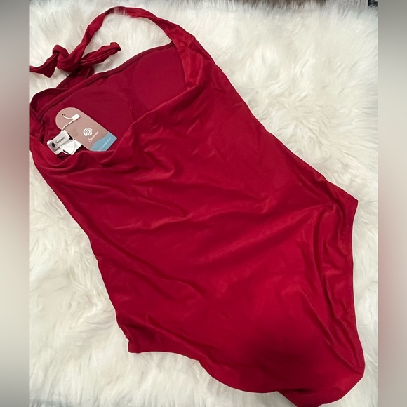 Smismivo Tummy Control Swimwear Halter One Piece Slimming Vintage Retro Swimsuit - Picture 6 of 6